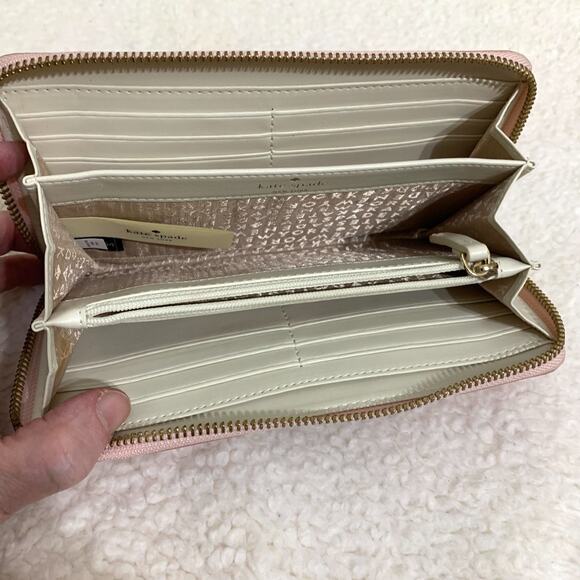 KATE SPADE Daycation Pink PAINTERLY OWL Zip Around NEDA Wallet - Picture 8 of 13